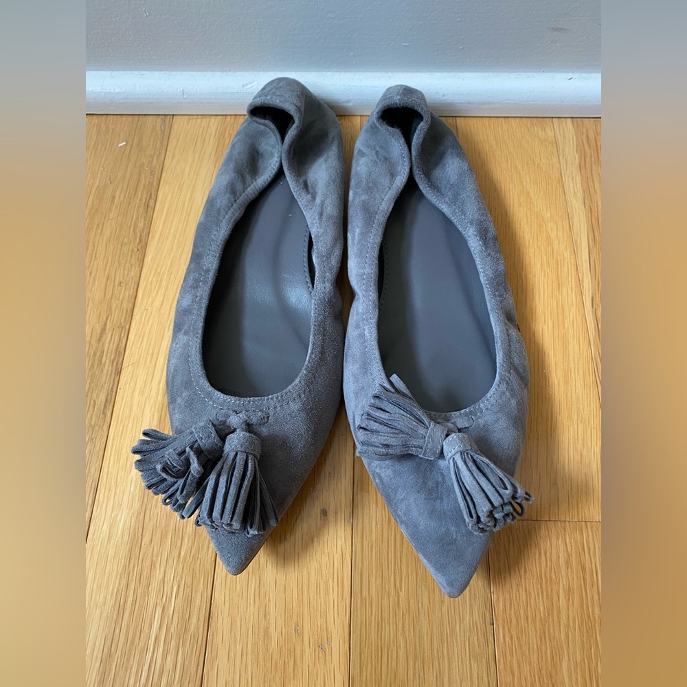 J crew Gray suede flats 6.5